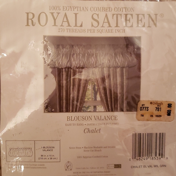 Royal Sateen 100% Egyptian combed cotton valance